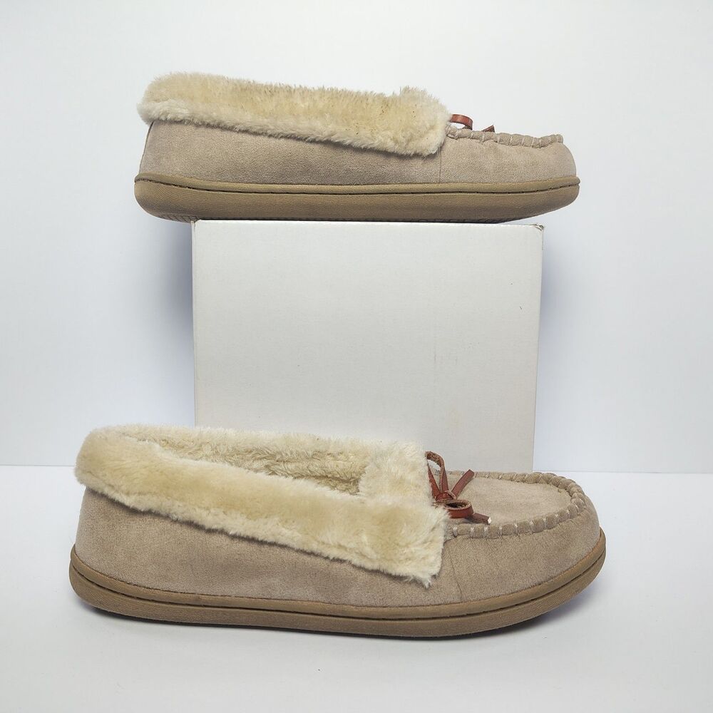 Old Navy Womens 7 Faux Suede Sherpa Lined Moccasin Slippers